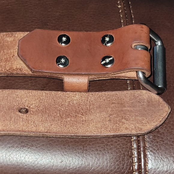 Medium Classic Brown Leather Belt with Silver Buckle